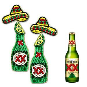 Dos Equis Mexican Sombrero Topped Beer Bottle Earrings